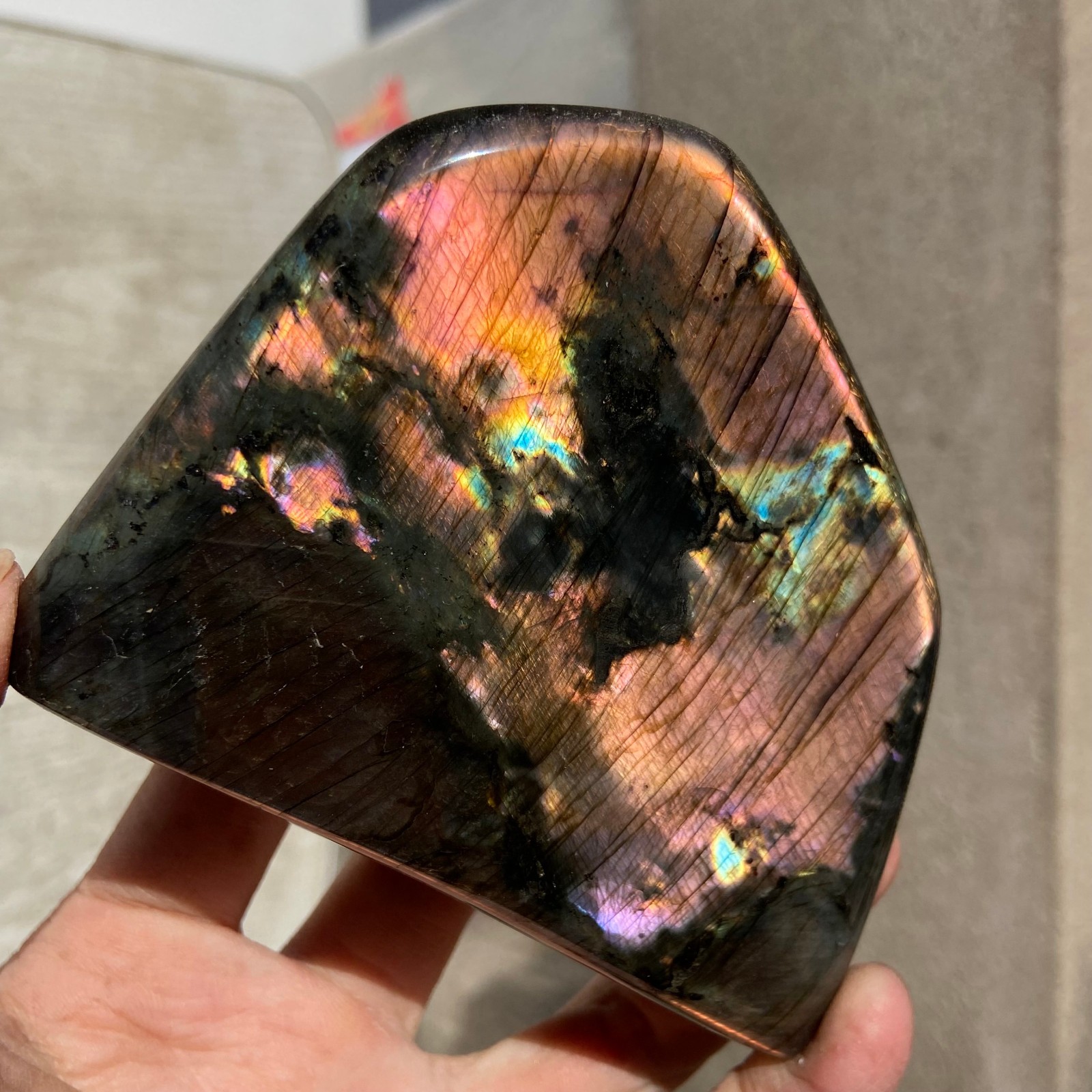 0.88lb Rare Natural Gorgeous Labradorite Quartz Crystal Stone Specimen Healing