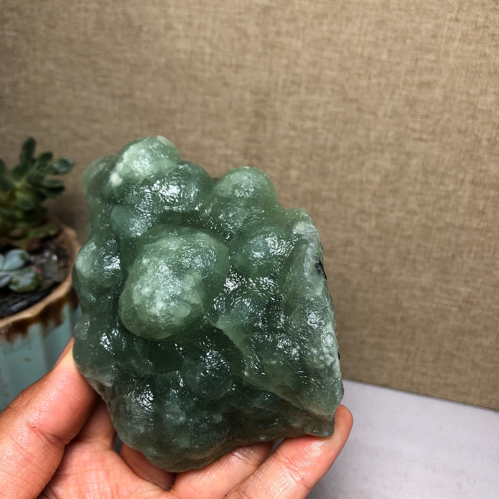 Natural grape Prehnite Tourmaline paragenesis Crystal specimen 272g A5093