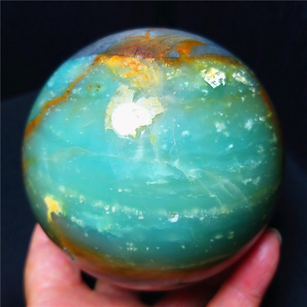 1008g Natural Polishing Amazon Agate Chalcopyrite Symbiotic Crystal Ball A4935