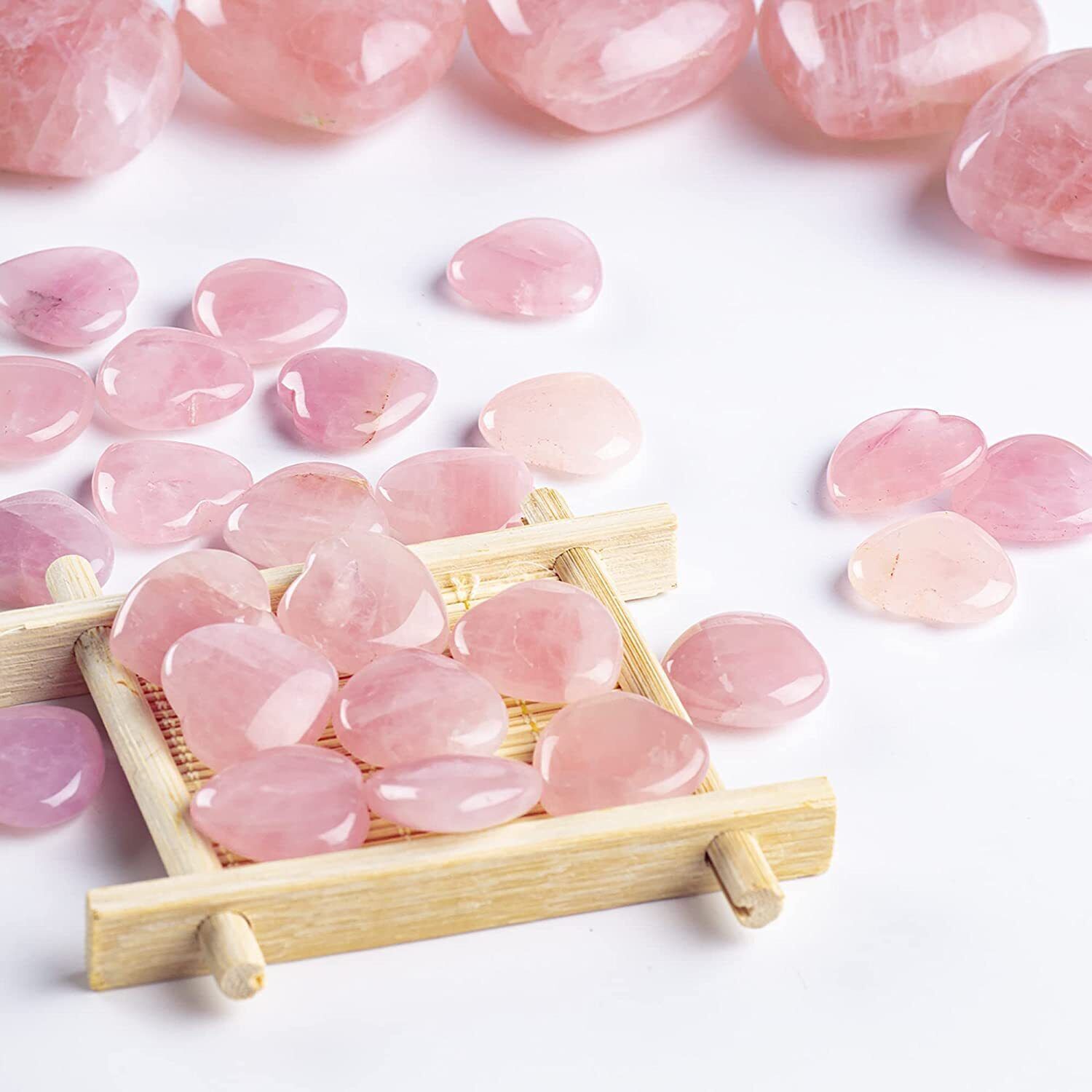 Pink Rose Quartz Crystal Heart Shaped Healing Love Natural Gemstone Gift