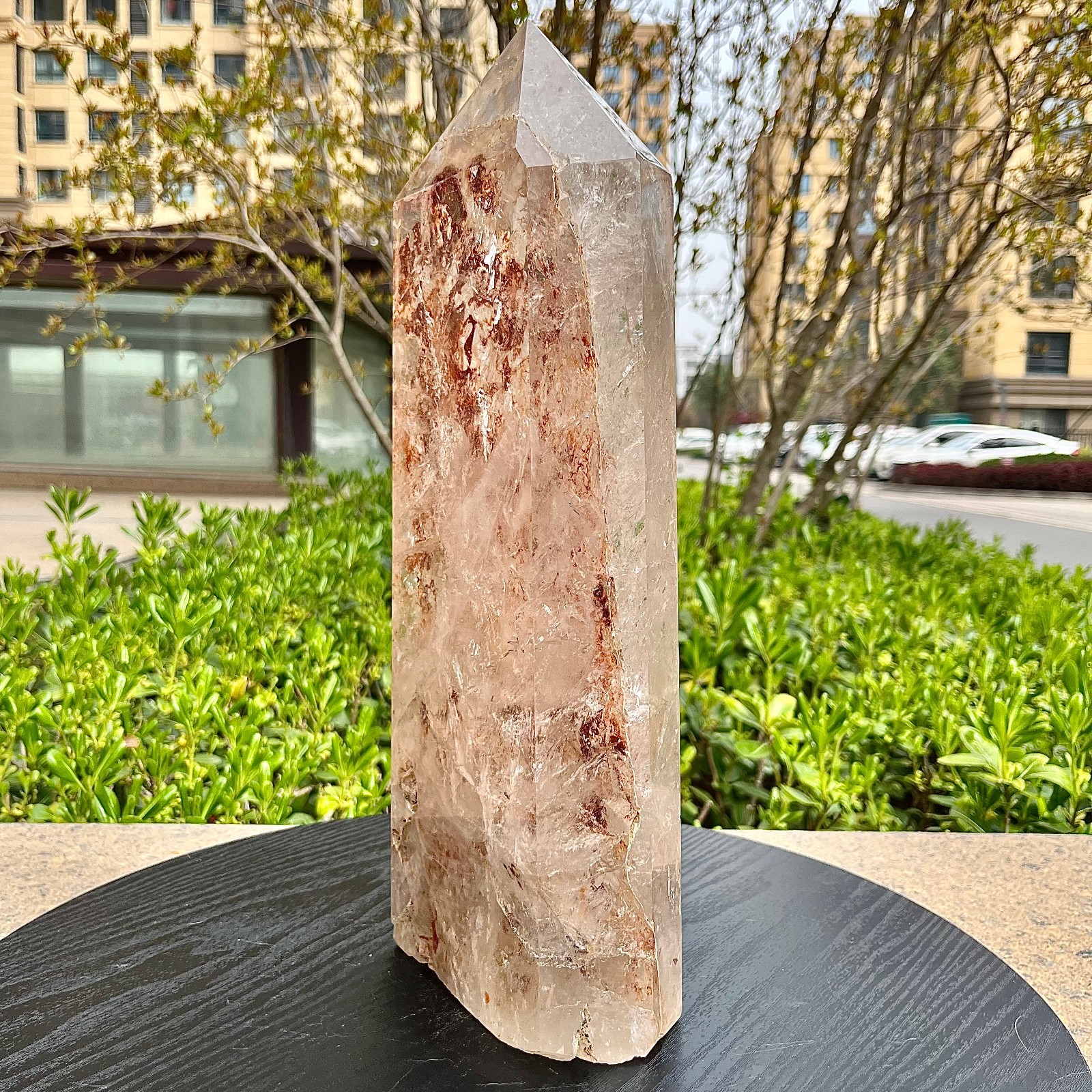 Genuine Clear Quartz Tower Natural Brown Markings Crystal Point Gemstone 11.8 lb