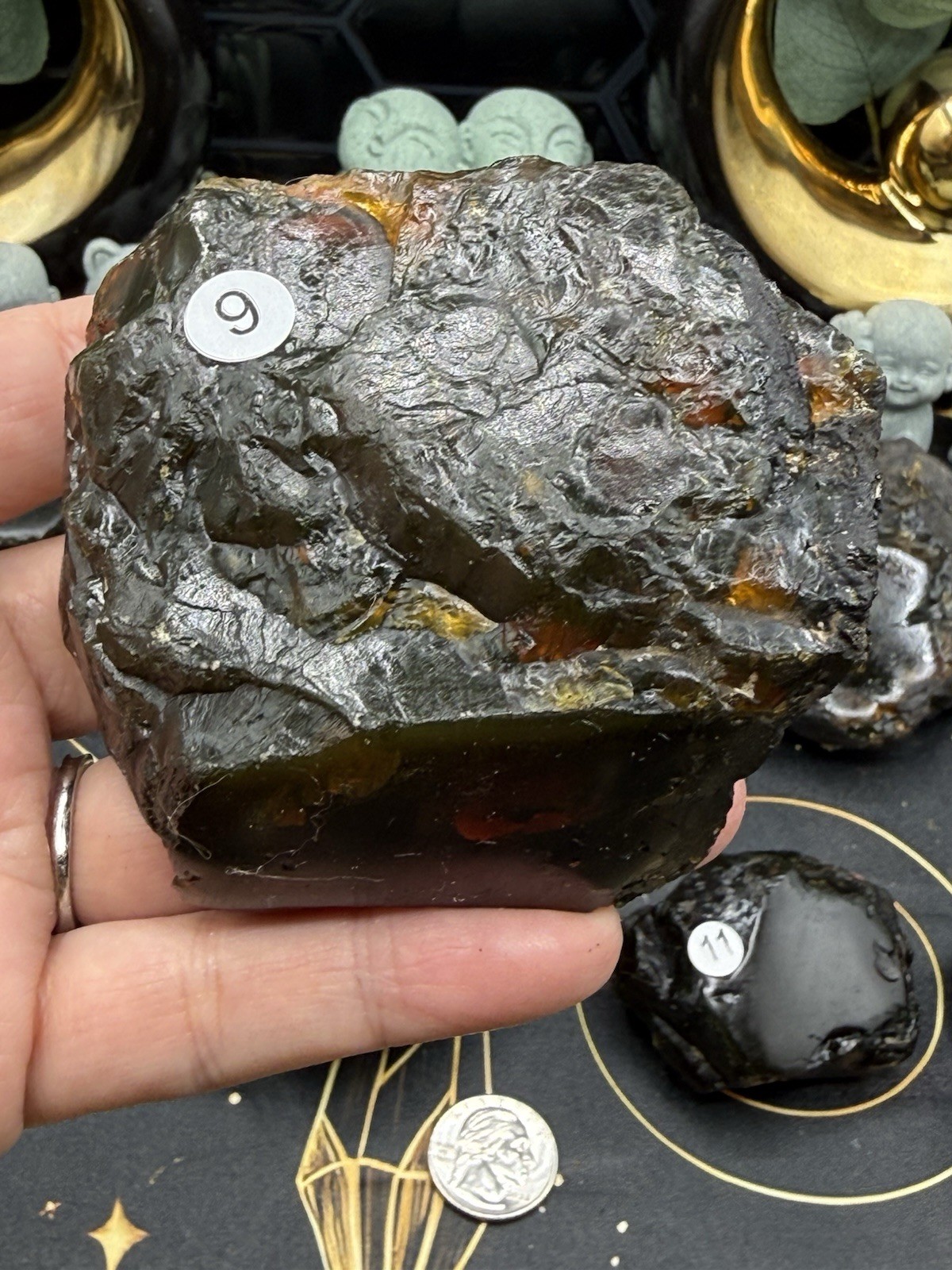 Natural Black Indonesian Amber Uvreaction Great pieces Free ship