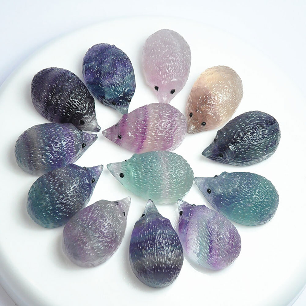 USA Natural Quartz Crystal Skull Carved Rainbow Fluorite Hedgehog Healing 10Pcs