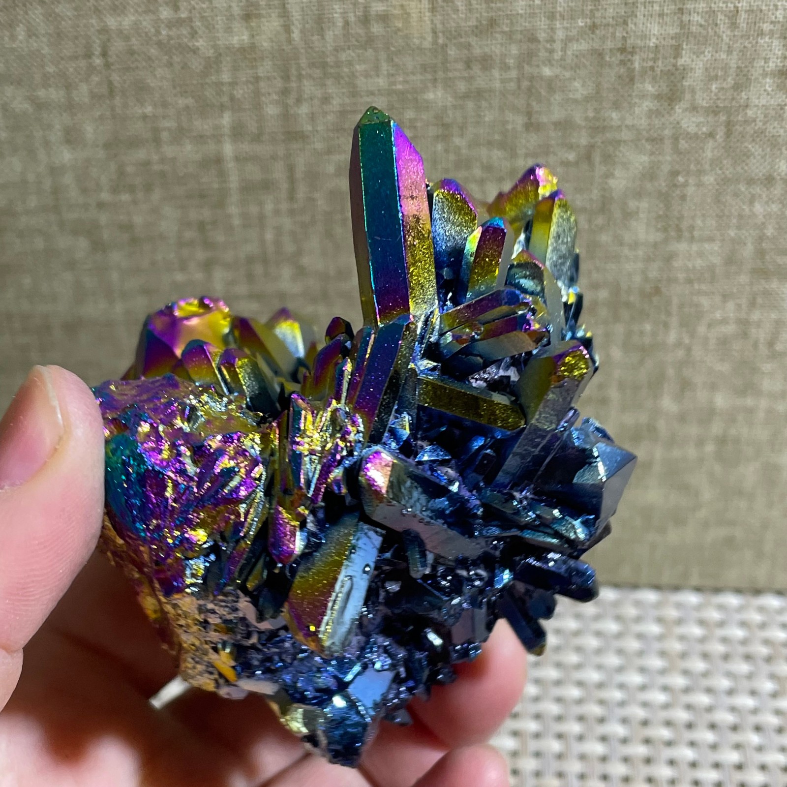 226g Top tier! beautiful electroplated color crystal cluster crystal healing