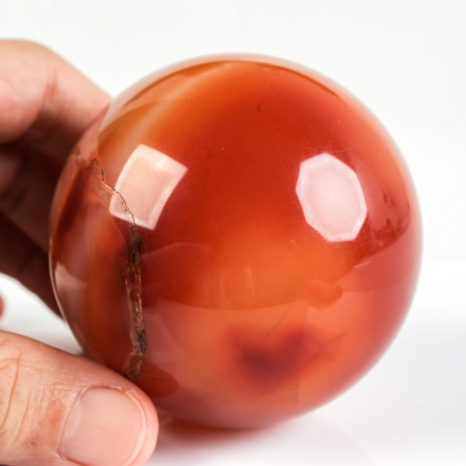 2.6″ 14.25oz Banded Carnelian Agate Sphere Crystal Ball Natural Mineral Specimen