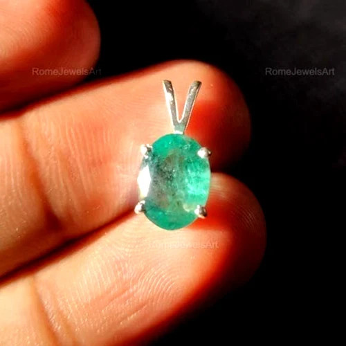 Natural Certified 15Ct Green Emerald Oval IGL Loose Gems 925 Silver Pendant 6JHD