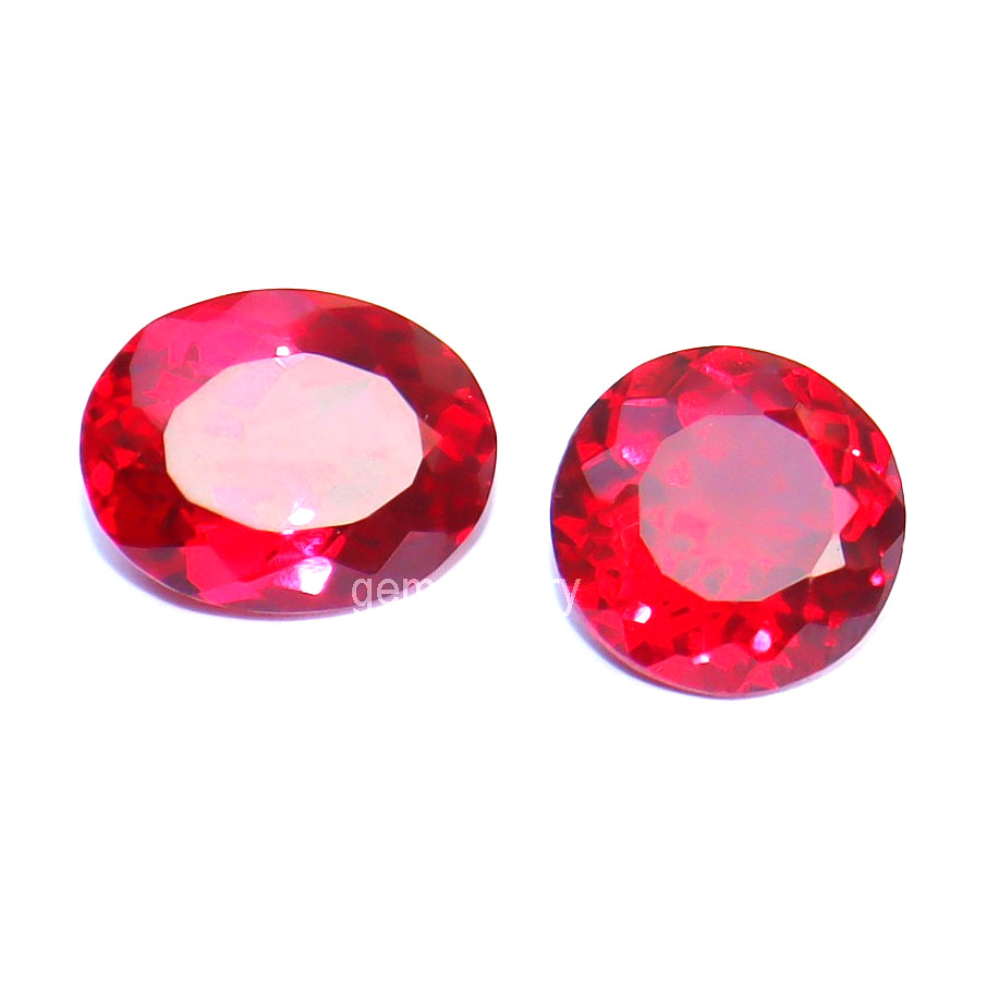 Natural Red Ruby 19.75 Ct Oval&Round Shape Certified Pair Loose Gemstone