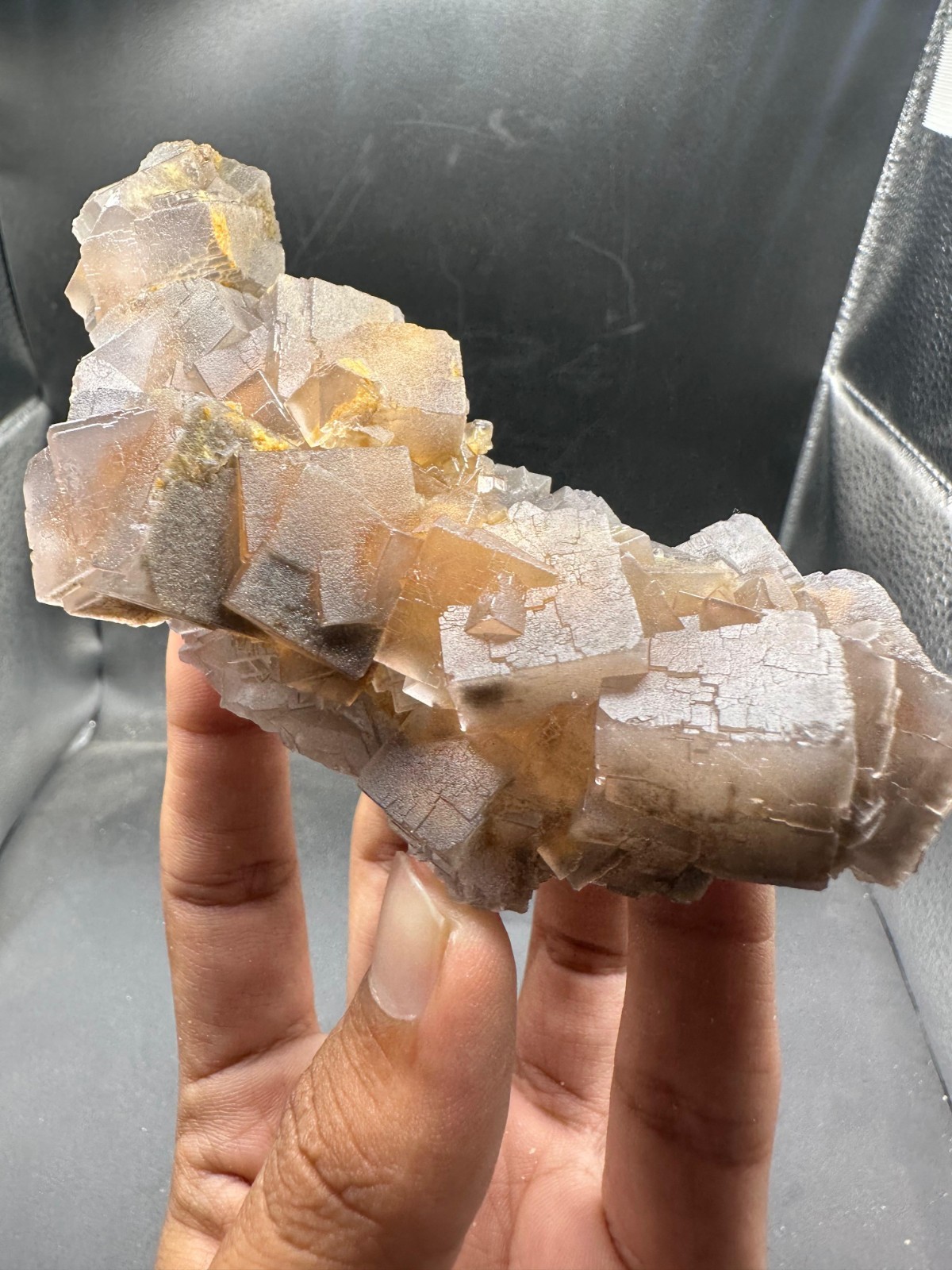 180g Natural Grey Fluorite Crystal with Yellow Inclusions Rare Crystal Mineral