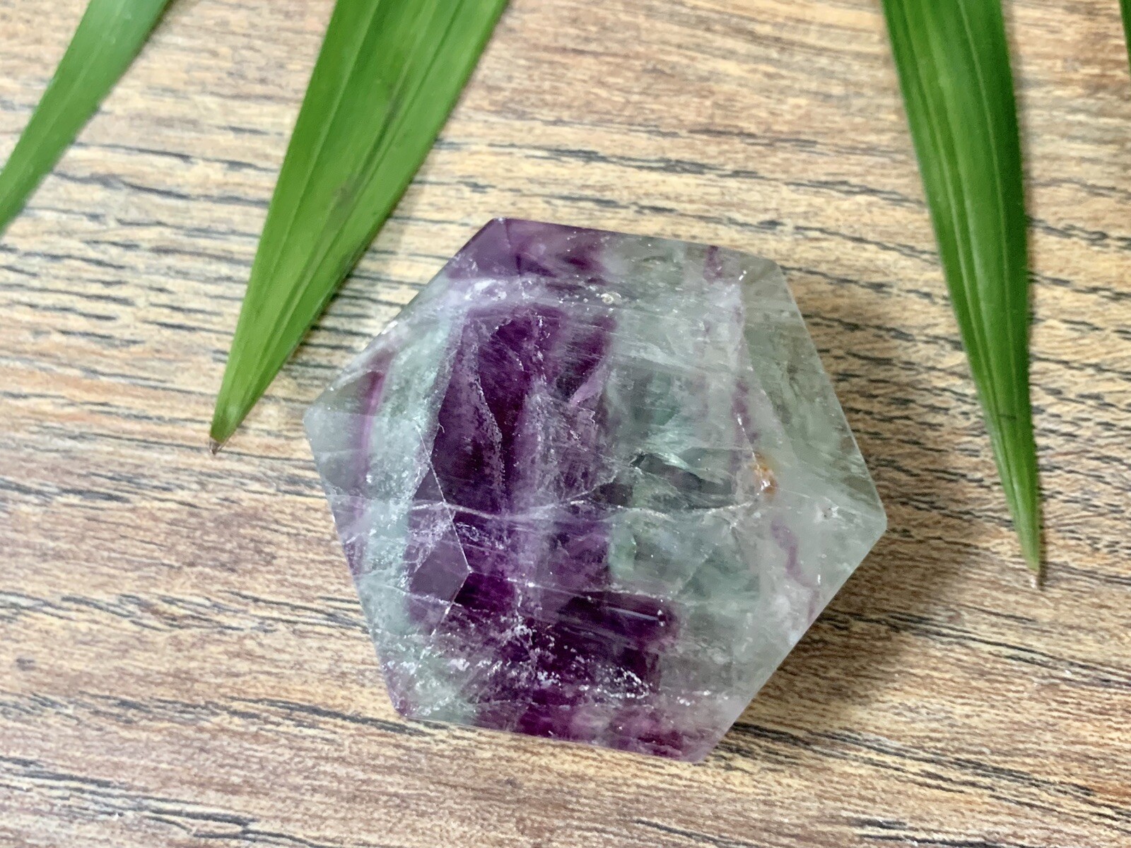 Fluorite Hexagon Crystal Hexagon Shape Gemstone Specimen Reiki Chakra Healing.