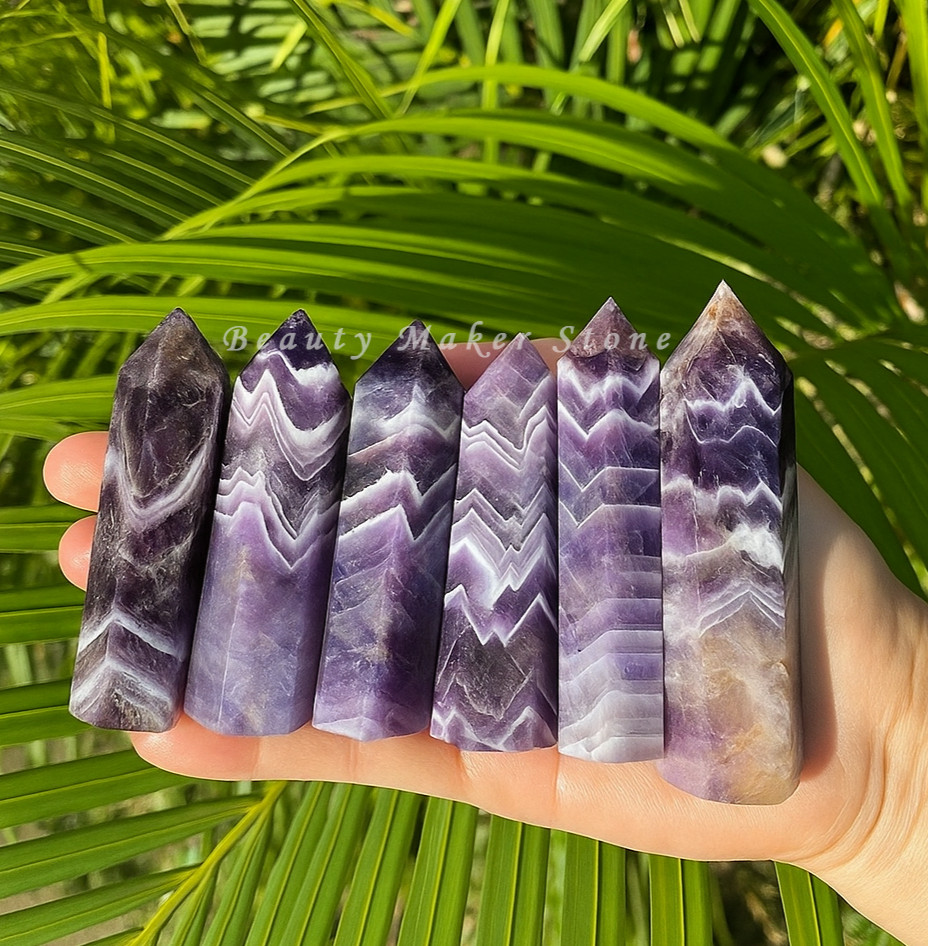 Natural Dream Amethyst Quartz Wand Obelisk Crystal Specimen Custodian Decor 3.5″