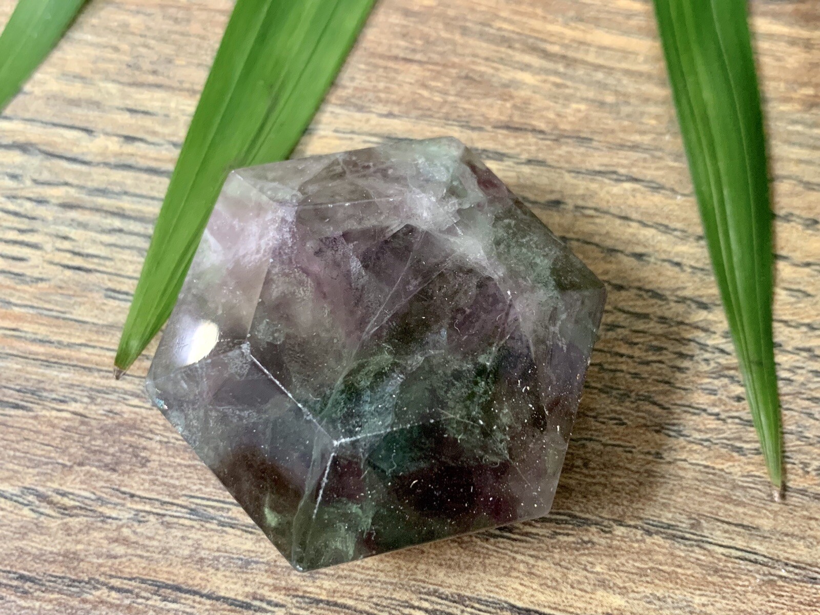 Fluorite Hexagon Crystal Hexagon Shape Gemstone Specimen Reiki Chakra Healing.
