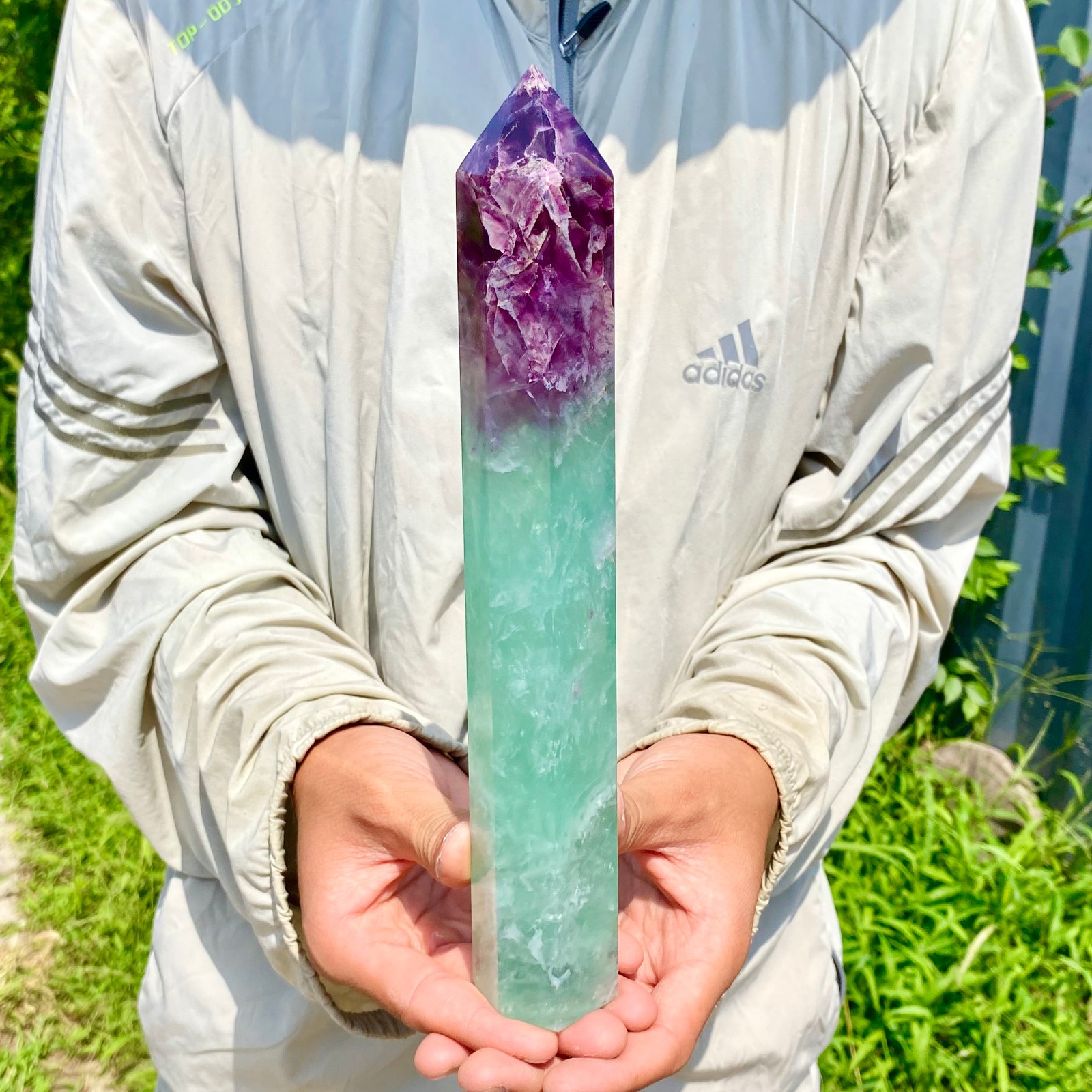 1.86LB Large Natural colored fluorite crystal column obelisk healing specimen