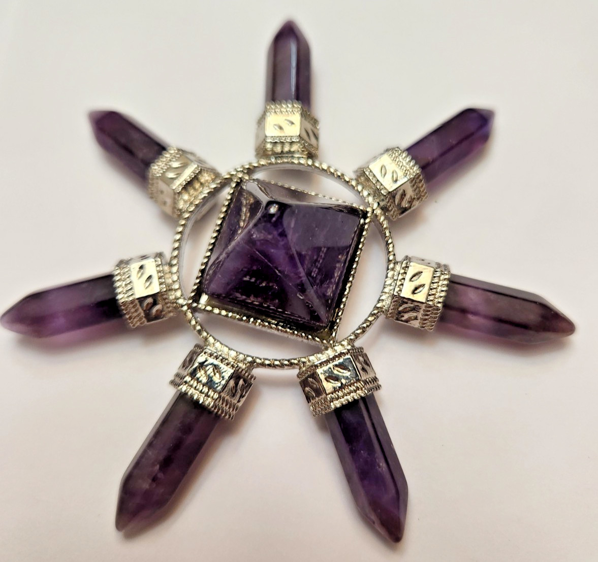 Natural Amethyst Pyramid Quartz Crystal 7 Obelisk Energy Generator mineral 1PC