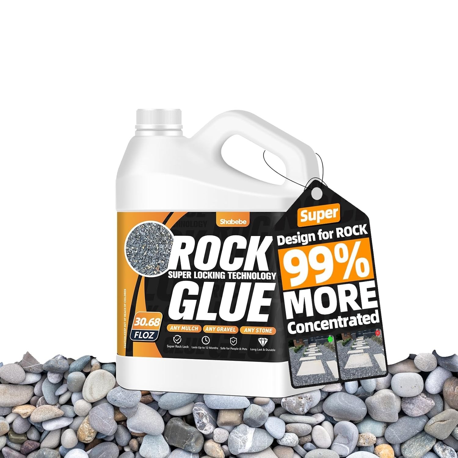 Rock Glue, Mulch Glue 30OZ- Fast-Drying Adhesive for Landscaping Rocks, Small