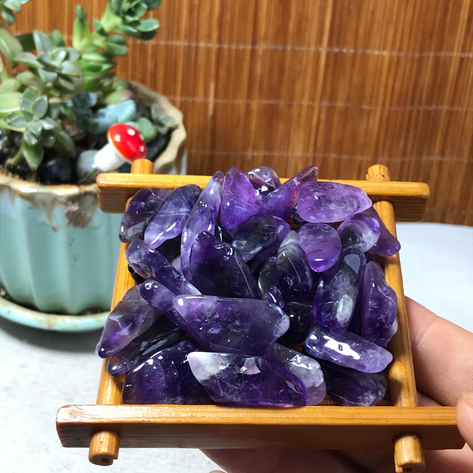 40pcs Natural Dreamy amethyst Crystal gemstone Polish Mineral Specimen 78g A6585