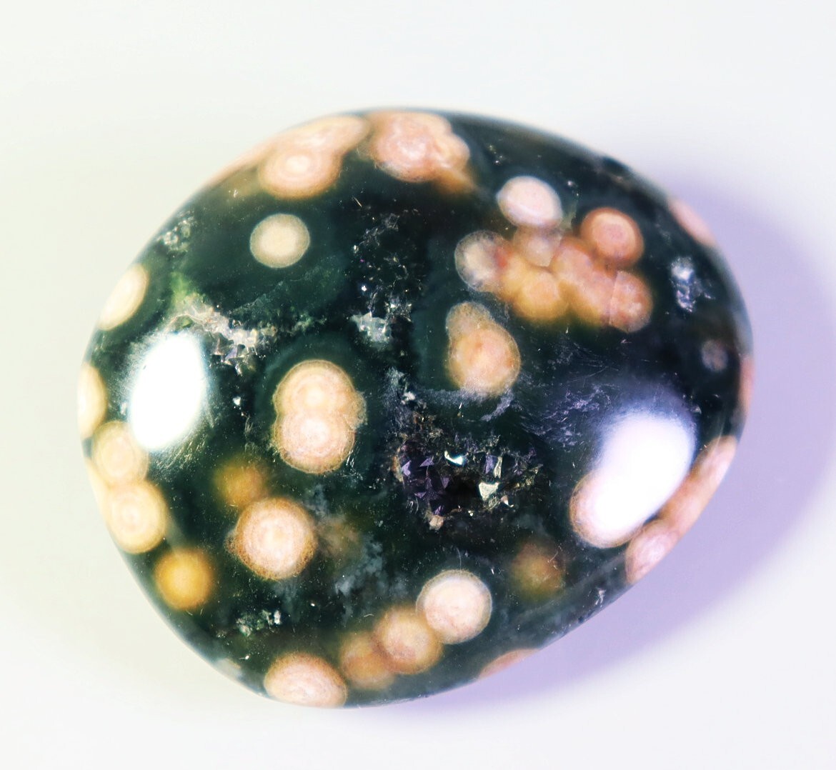 Natural Round Eye Ocean Jasper Agate Quartz Crystal Palm Stone Mineral Specimen