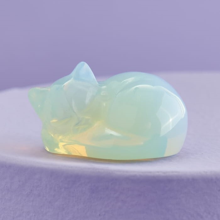 Blue Opalite Stone Cat Opalite Kitten Crystal Mineral Specimen Home Decoration