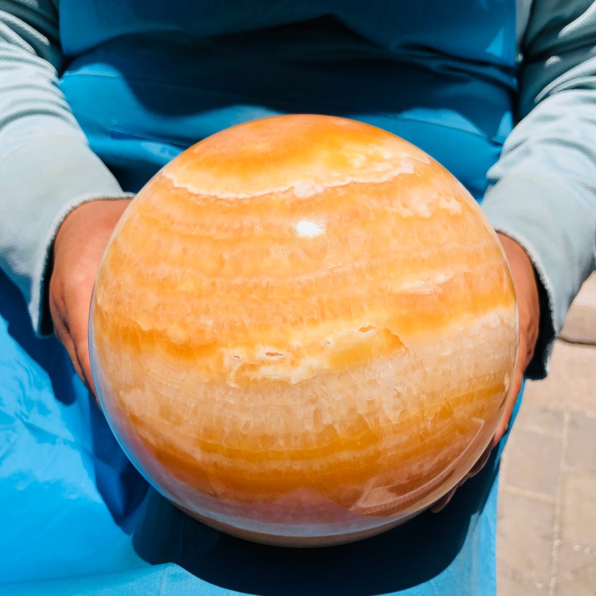 4710G Top Natural Yellow Calcite Ball Quartz Crystal Ball Reiki Healing 5521