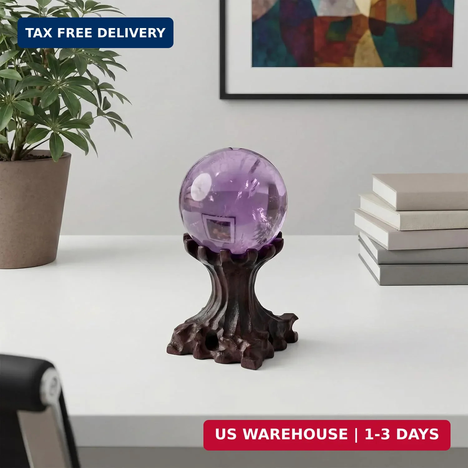 2 Pack Crystal Ball Display Stand Sphere Holder, Wooden Crystal Egg Quartz Ball