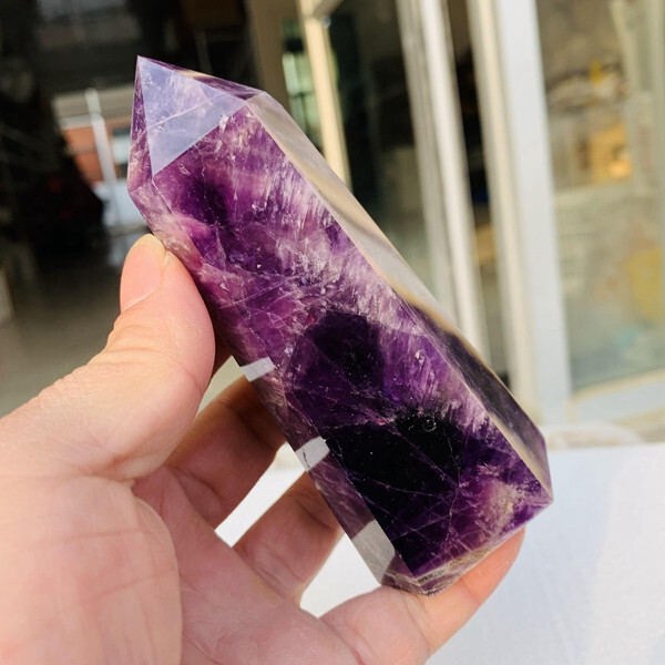 309g Natural Dream amethyst Quartz Crystal wand point oblisk healing