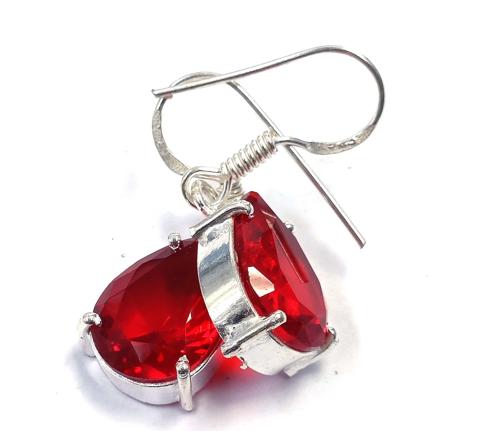 17 Ct Natural Red Ruby Earrings Pear Shape 925 Solid Silver IGL Certified 6AHV