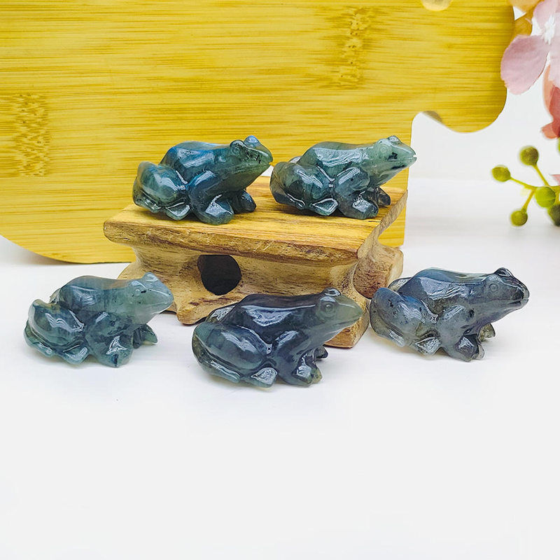 Natural Labradorite Frog Quartz Crystal Stone Froggy Carved Healing Reiki Decor