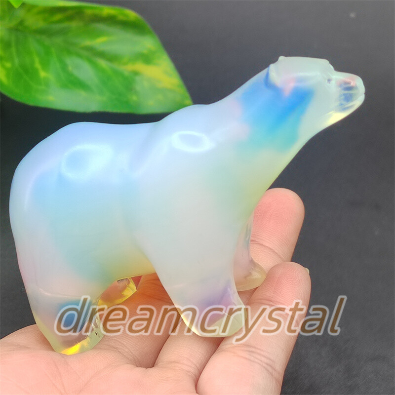3.5″ Opalite Bear Skull Carved Quartz Crystal Animal Skull Reiki Gift 1pc