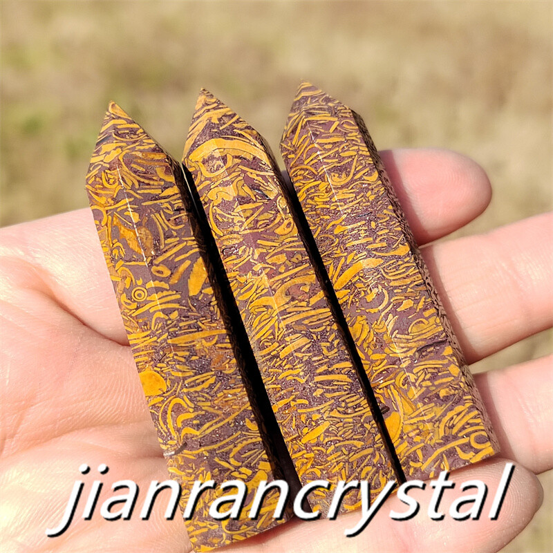3pcs Natural Mariam Jasper Quartz Crystal Obelisk Point Tower Healing 5.5cm