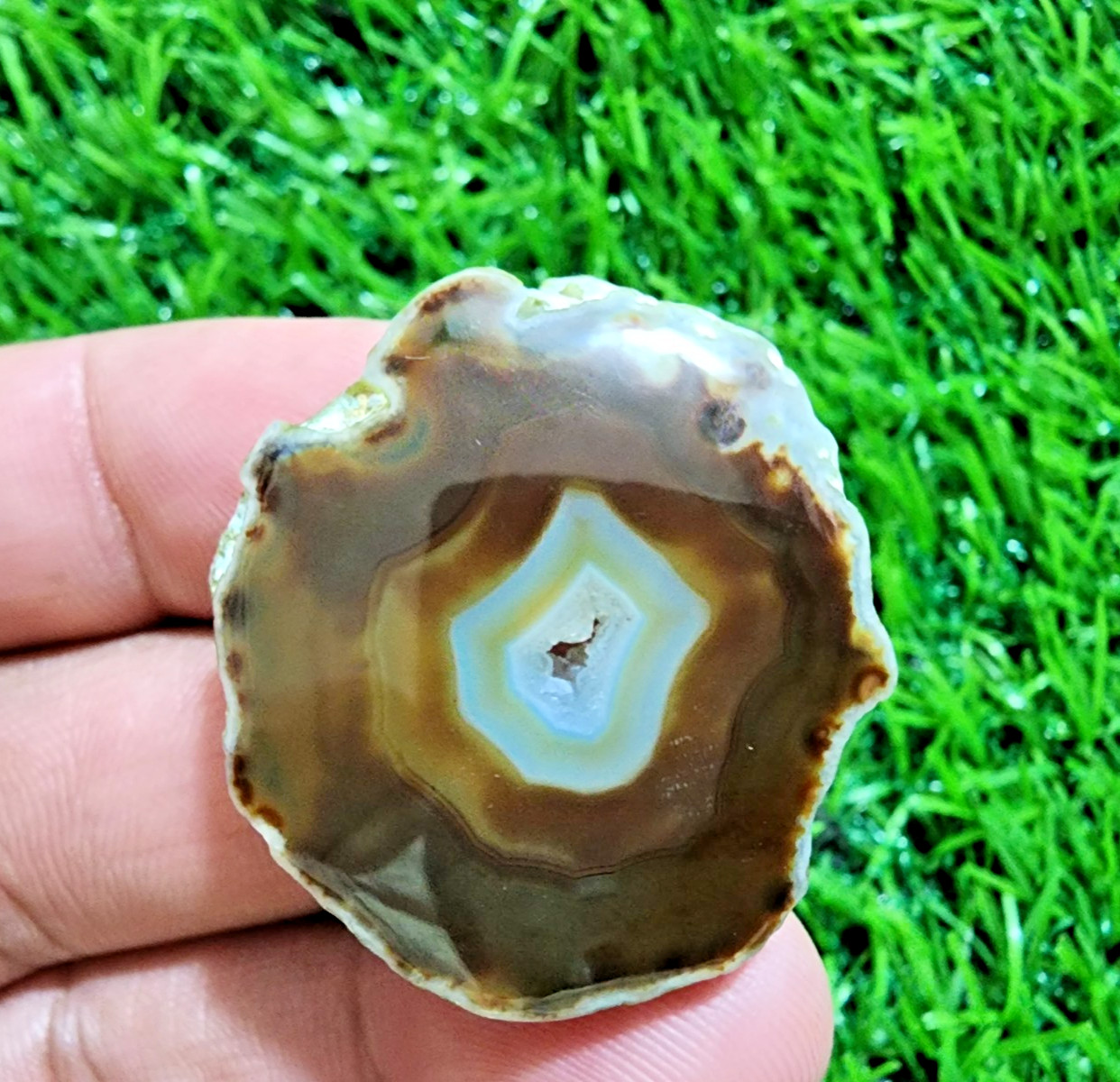 Top Quality Slice Agate Druzy, 68ct Polished Geode Slab Crystal Loose Gemstone