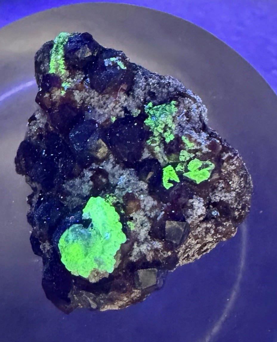 Crystal 13g Garnet & UV Reactive Hyalite Opal Cluster Specimen Mineral Raw