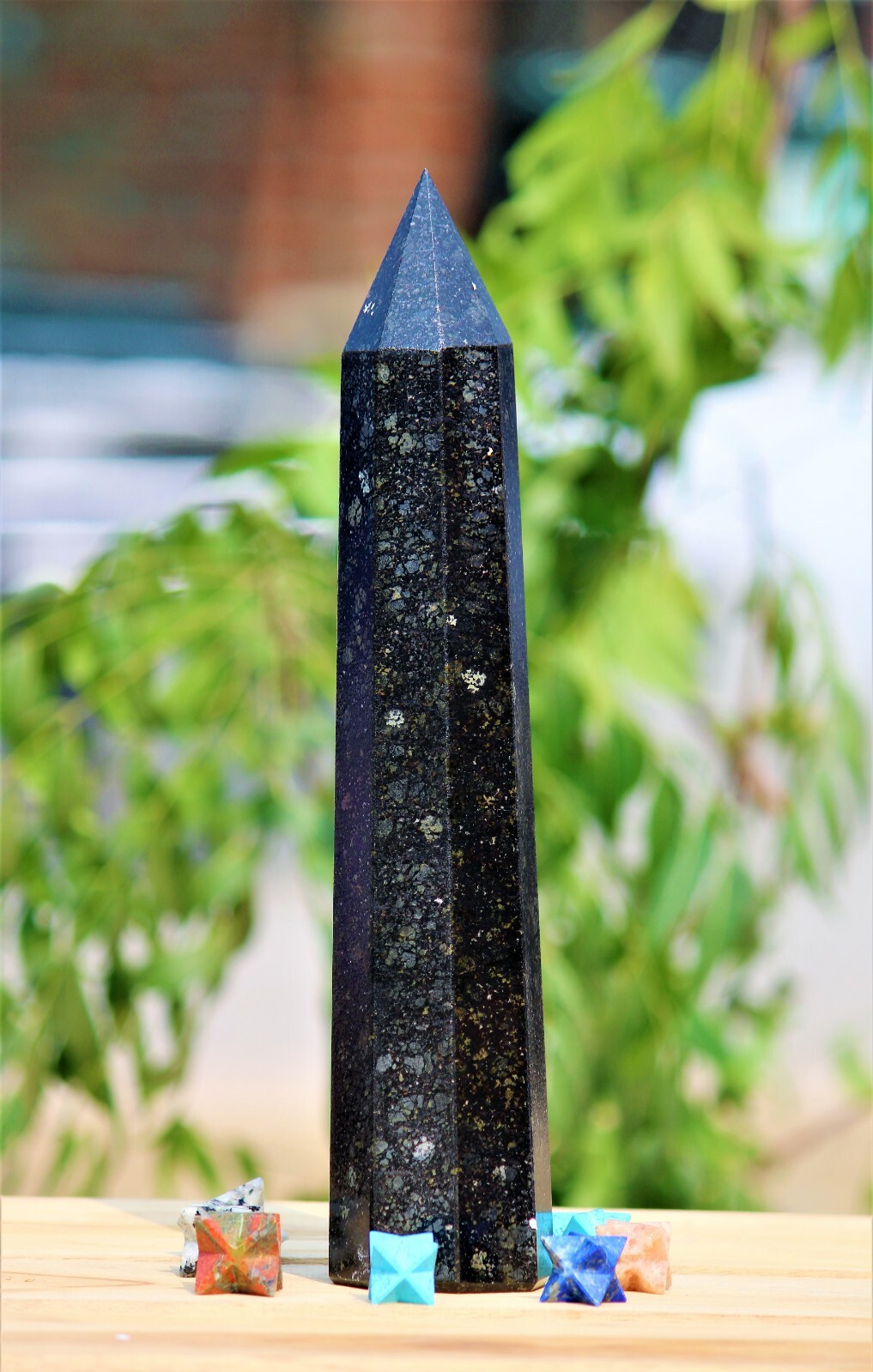 3.8LB! Nuummite Tower Powerful Magic Sorcerer Stone Reiki Healing Crystal