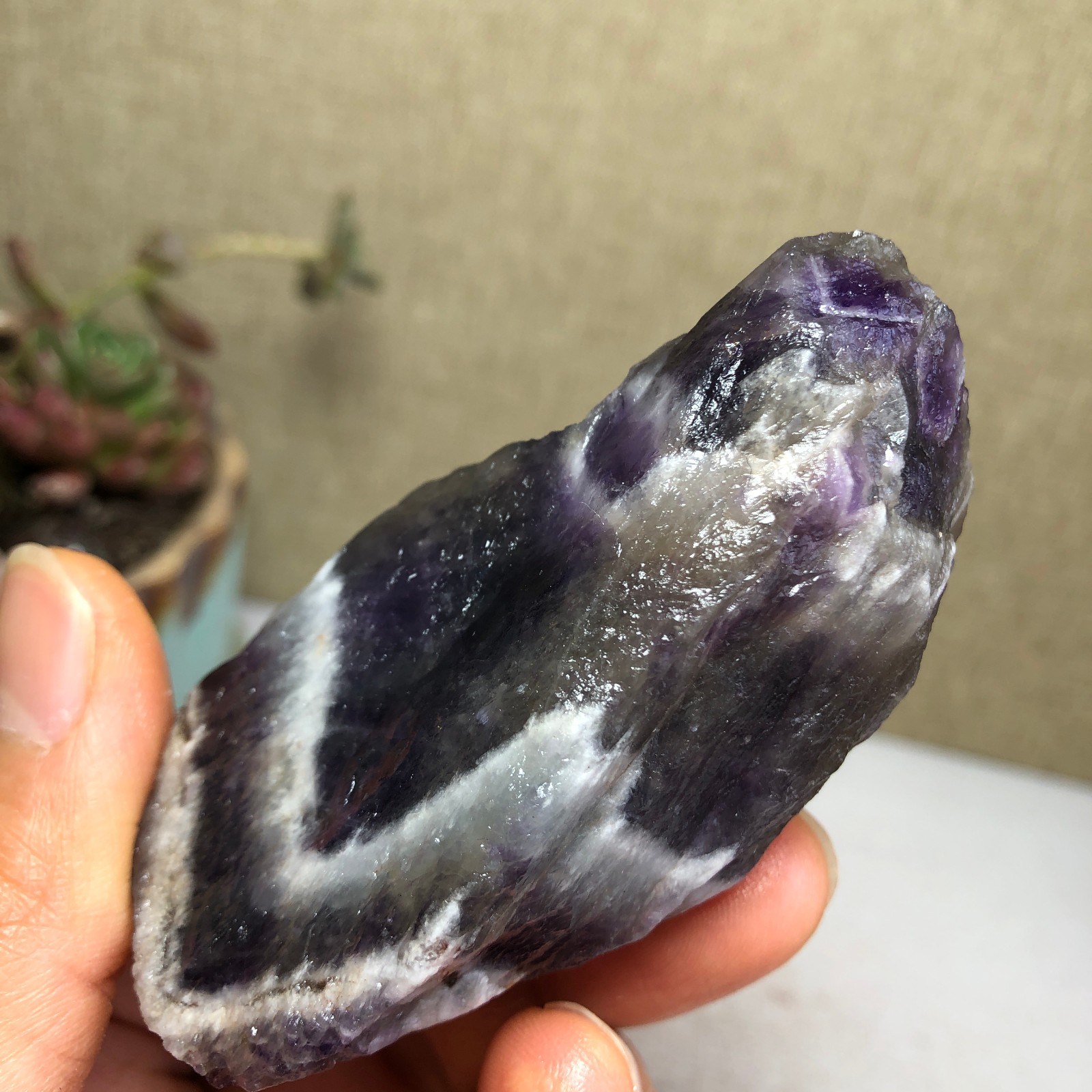 74mm Natural Dream Amethyst gemstone rough Crystal uncut specimens 105g A3818