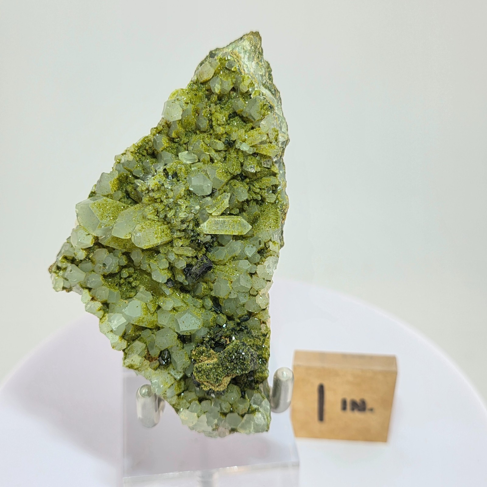 Epidote and Quartz from Turkey – Druzy Lime Green Sparkly Epidote on Quartz