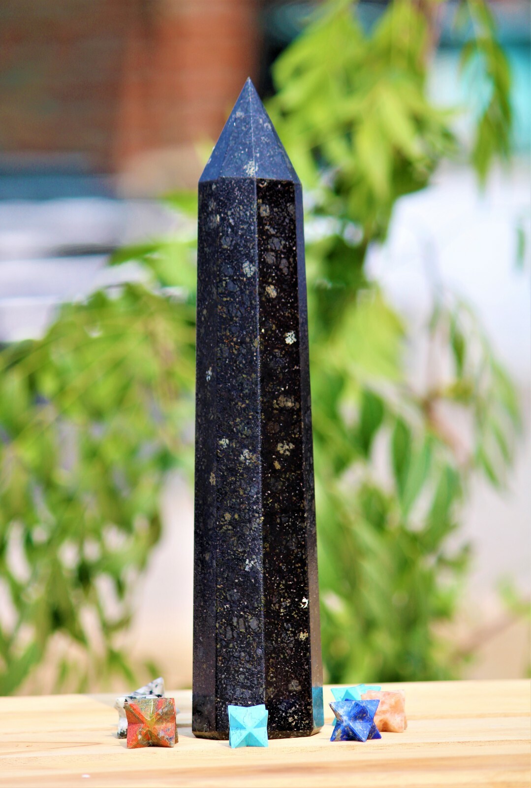3.8LB! Nuummite Tower Powerful Magic Sorcerer Stone Reiki Healing Crystal