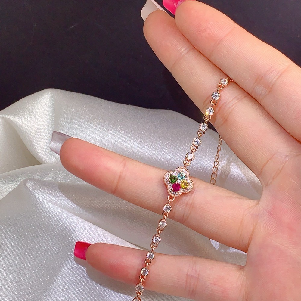 Natural tourmaline bracelet Gemstone jewelry S925 Silver Plated 18K Gold Gift