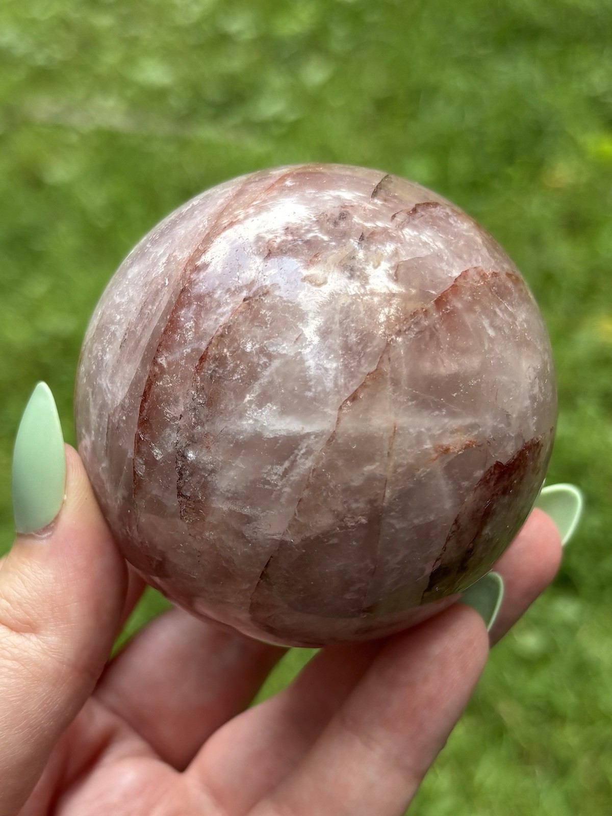 Large Red Hematoid Quartz Sphere- Natural 2.4” Hematoid Quartz Crystal Ball