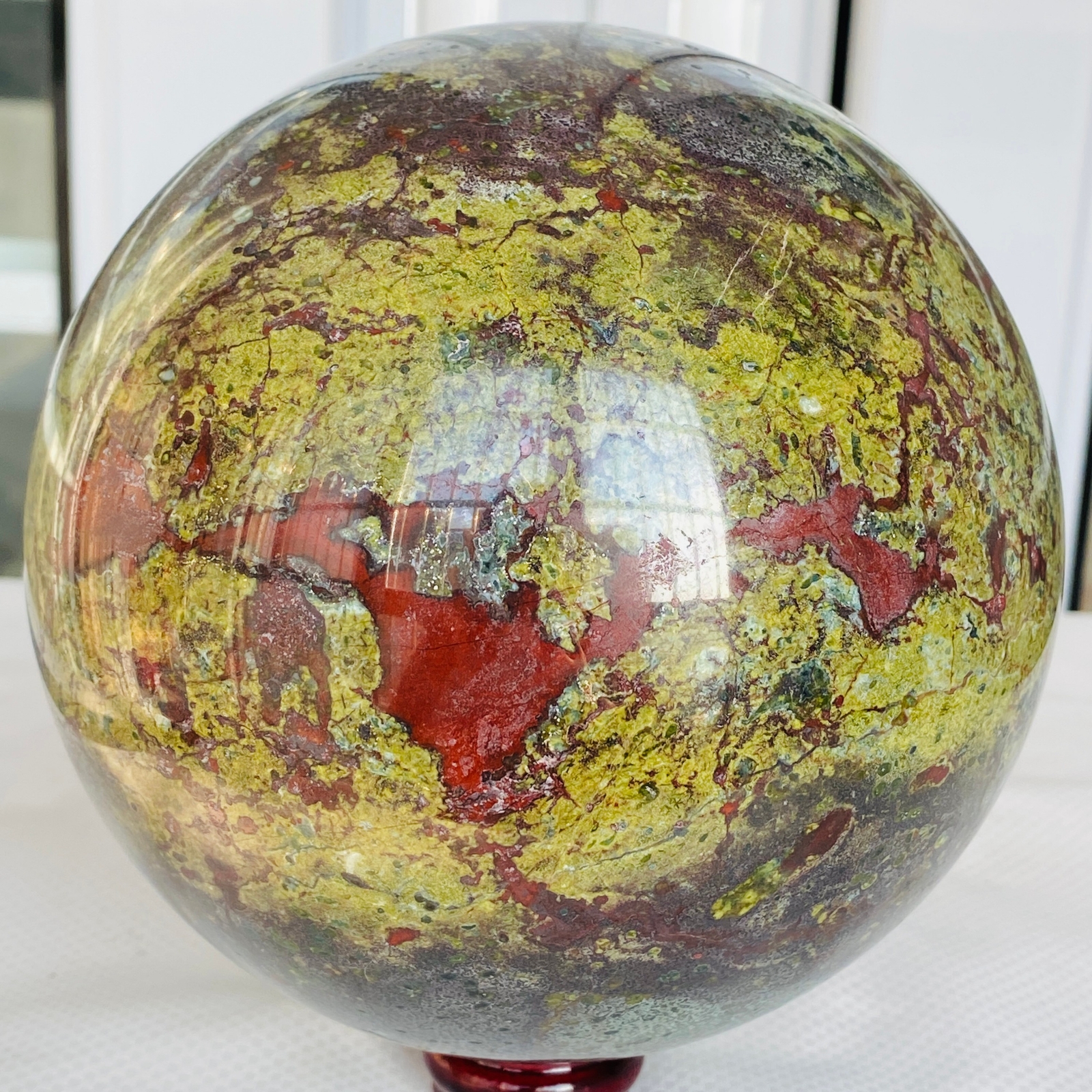 Natural dragon blood stone quartz sphere crystal ball reiki healing 4600G