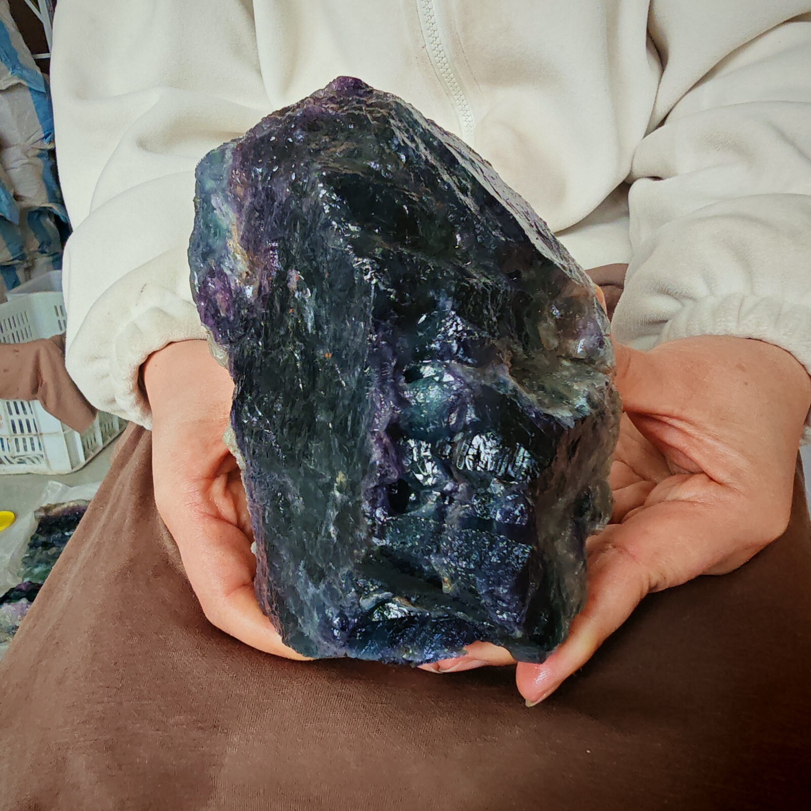 4.356LB Restoration of Natural Colored Fluorite Crystal Specimens 1980g