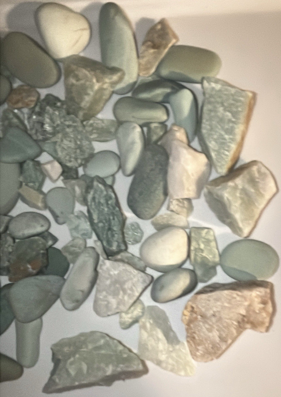 Tumbled Raw Jade Rock & Assorted Stones Blue Green 100+ 3/4lb