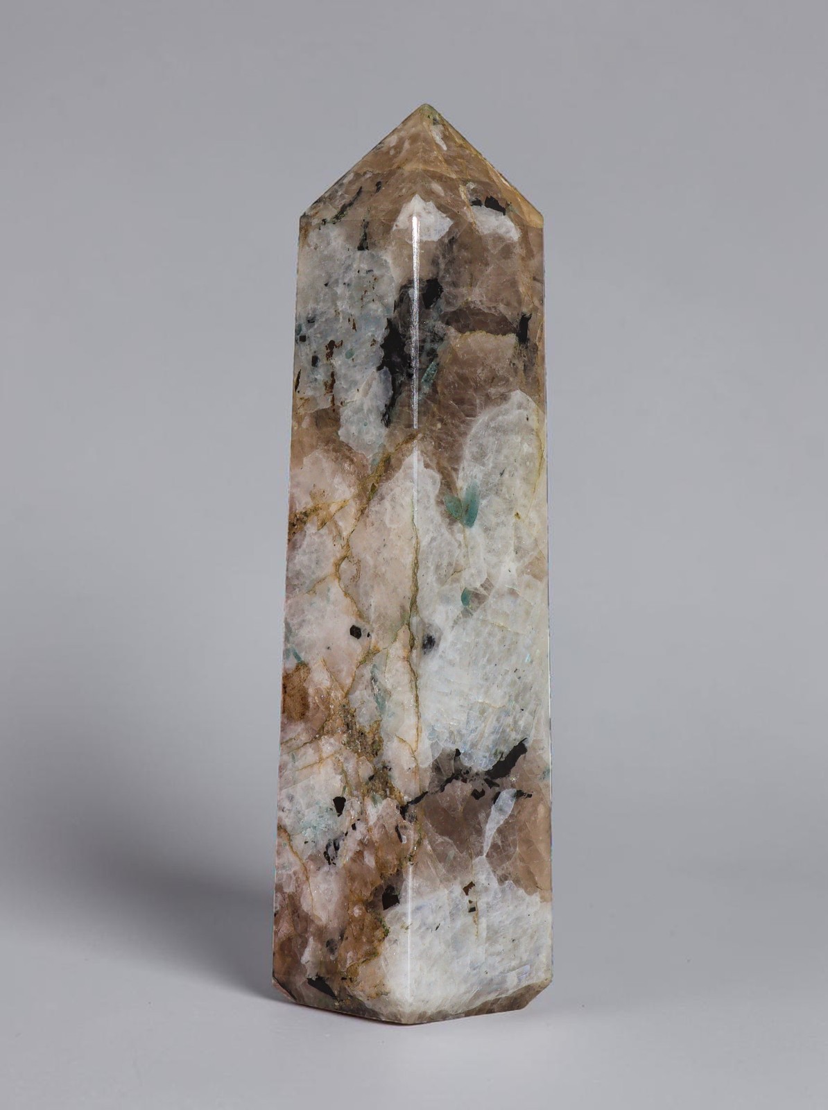 Rainbow Moonstone Crystal Tower 150MM Meditation Healing Obelisk