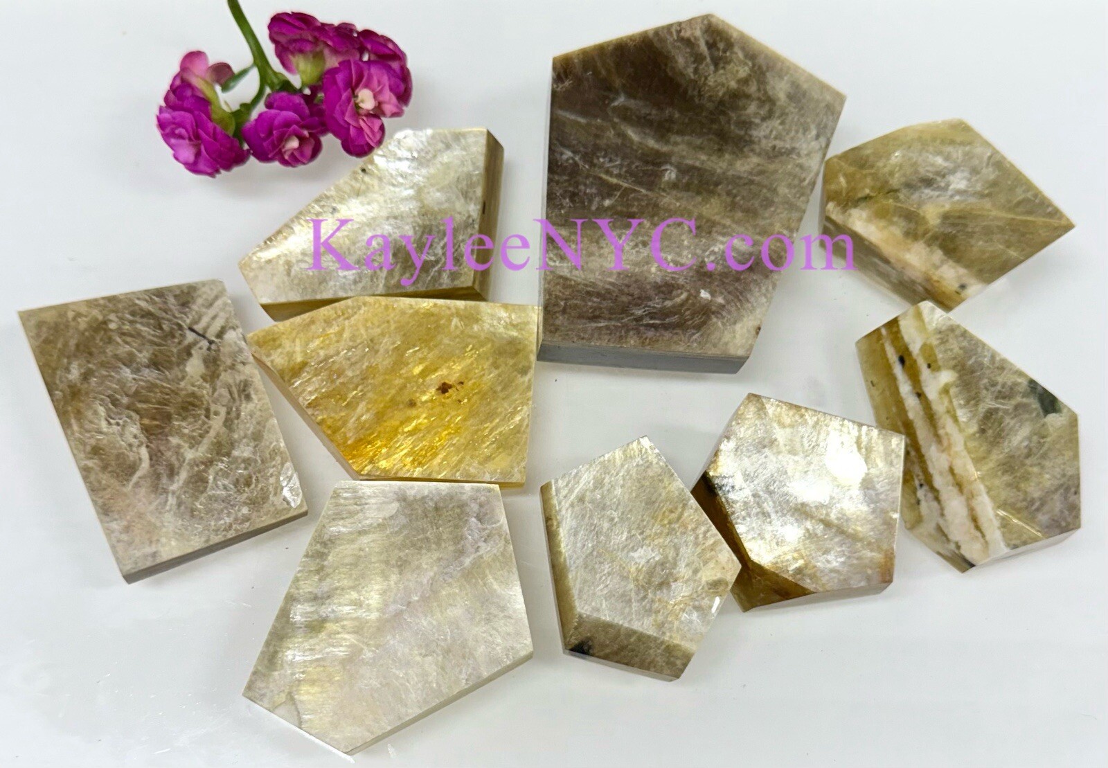 Wholesale Lot 1 Lb Natural Muscovite Golden Mica Lepidolite Freeform Slab