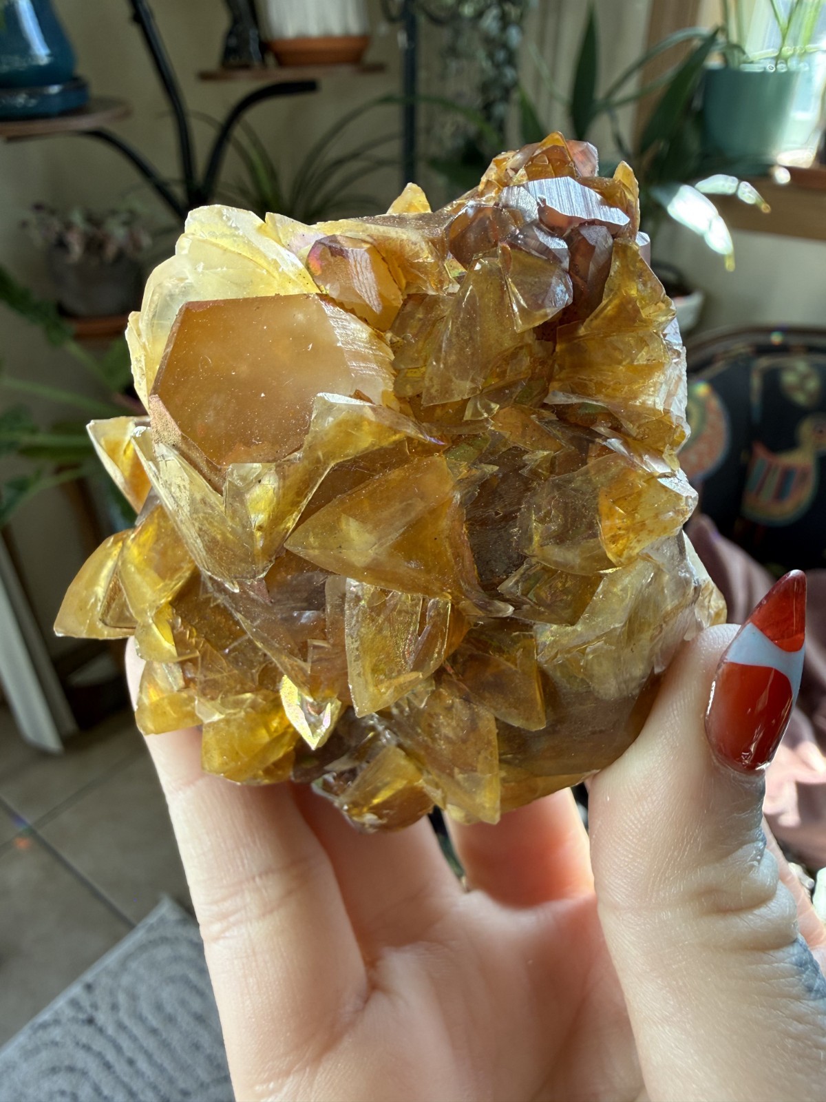 Rare Iridescent Orange Calcite Crystal Cluster – Hengyang, Hunan, China – 7.05oz
