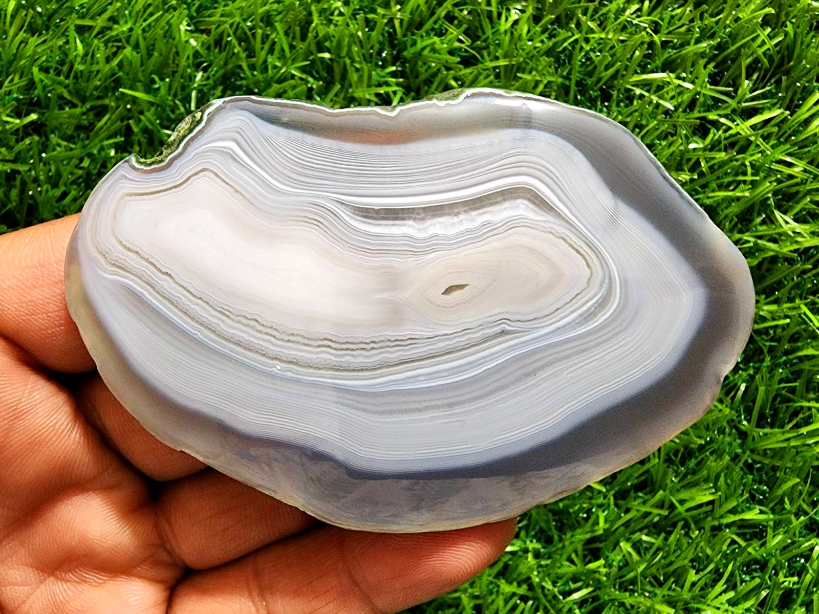 429ct White & Gray Slice Agate Druzy Crystal Polished Geode Slab Loose Gemstone