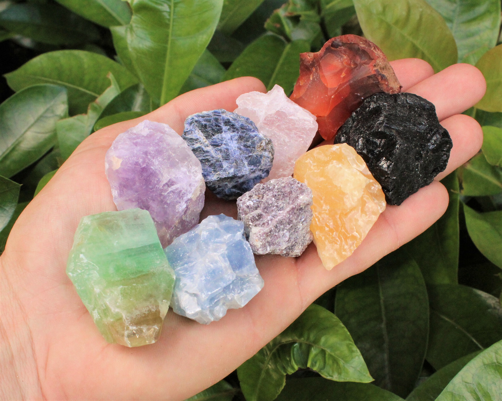 Mixed Rough Crystals: 9 Piece Starter Set, MEDIUM 1-1.5″