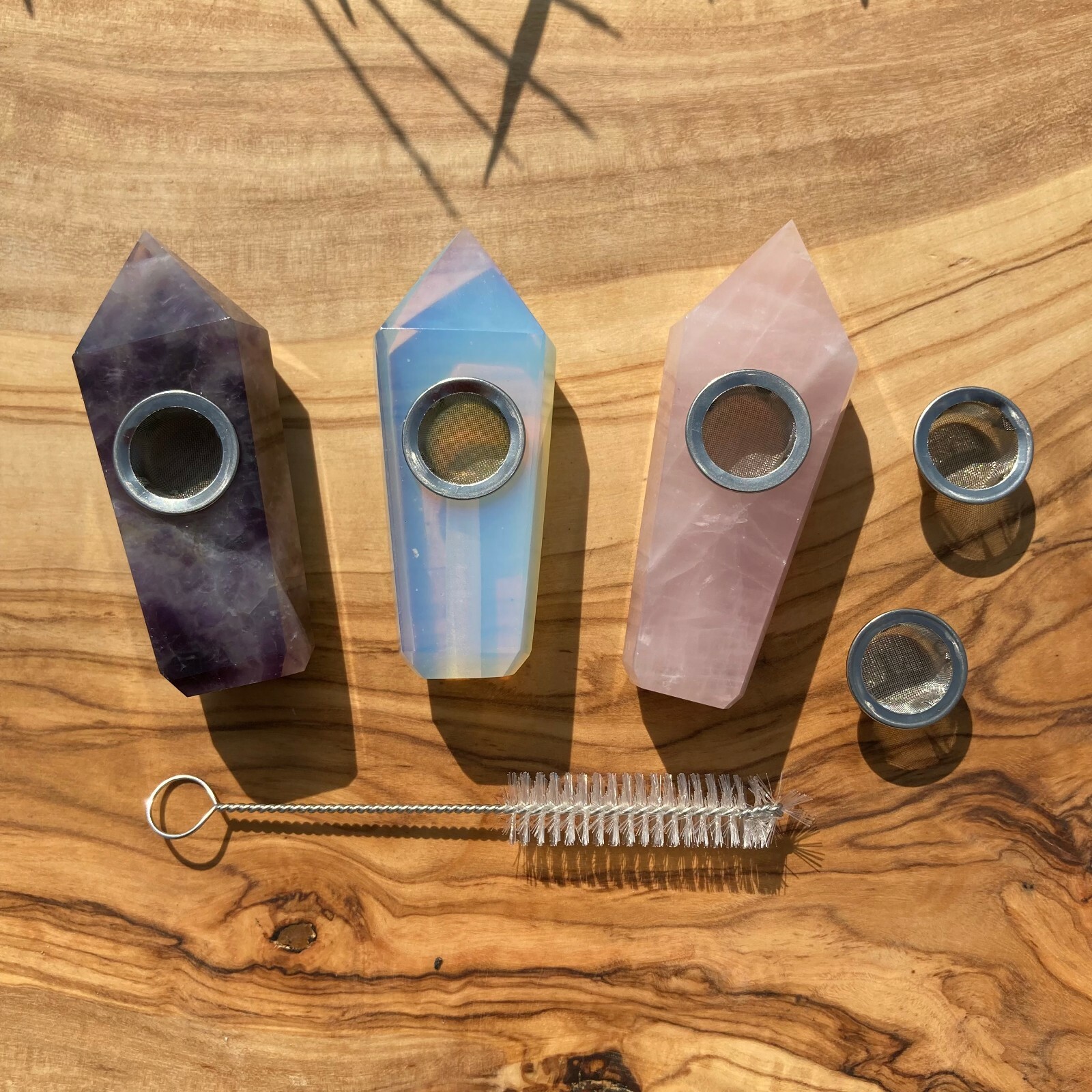 Short Gemstone Pipes Quartz Smoking Crystal Pipe Hand Spoon Tobacco Smoke Bowl