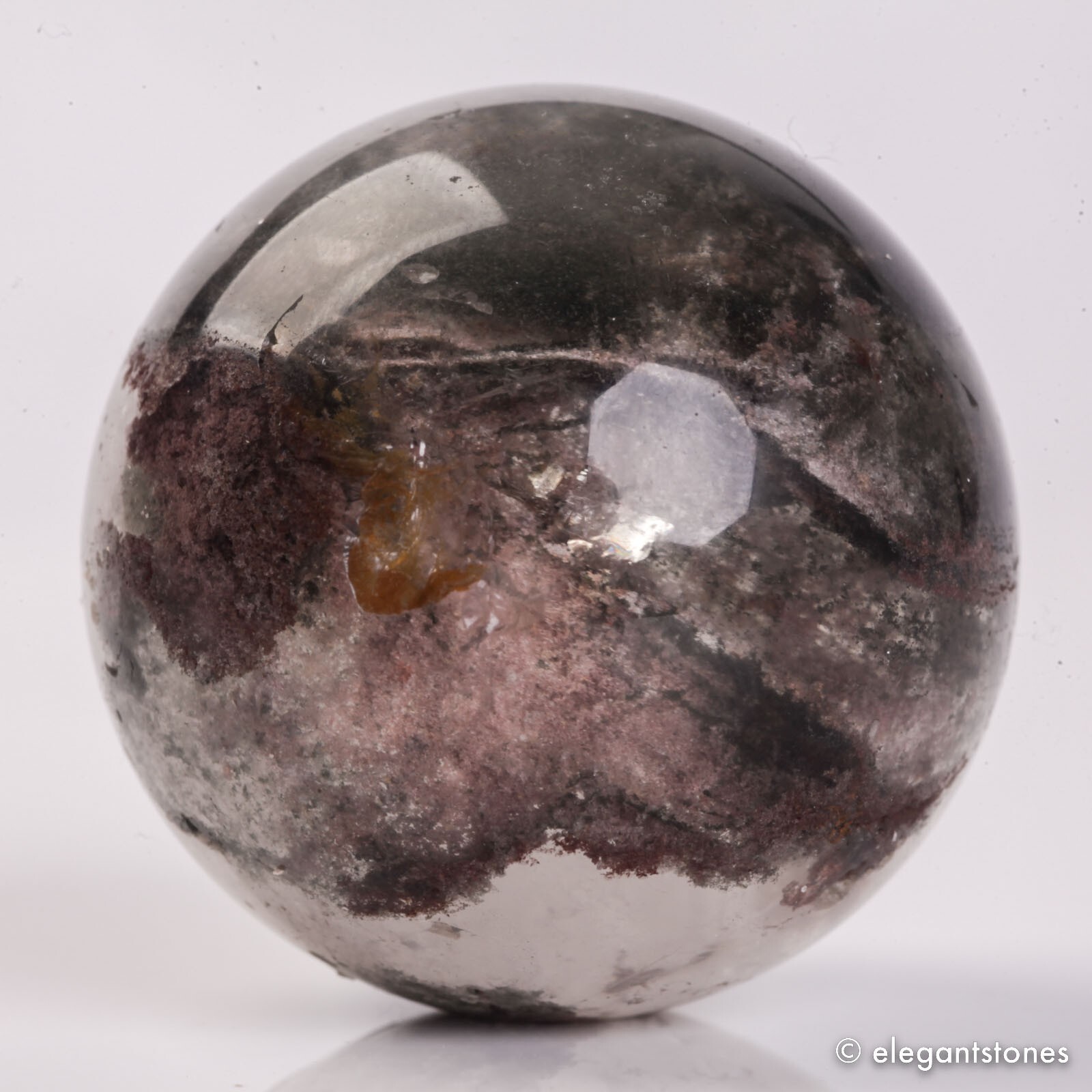 65g36mm Natural Garden/Phantom/Ghost/Lodolite Quartz Crystal Sphere Healing Ball