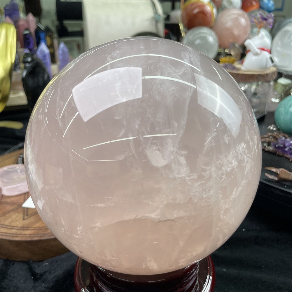 10.4LB 5.5″ Natural Rose Quartz Sphere Crystal Quartz Energy Geode Ball Decor