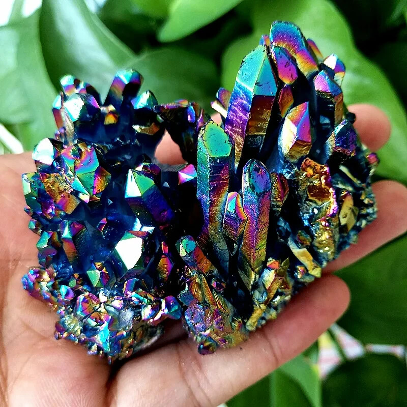 Natural Quartz Crystal Rainbow Titanium Cluster Mineral Specimen Reiki Healing