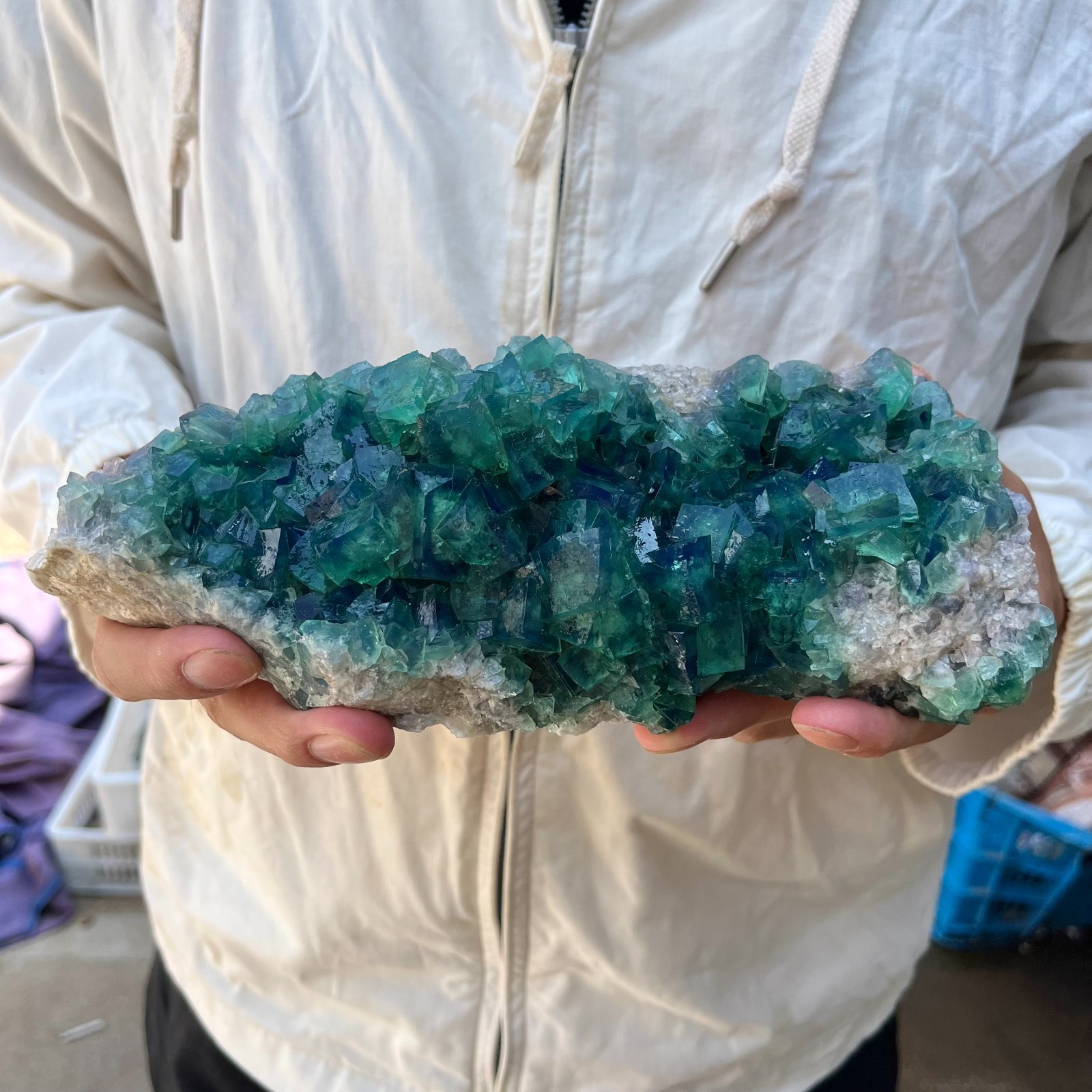 4.2lb NATURAL Green Cube FLUORITE Quartz Crystal Cluster Mineral Specimen