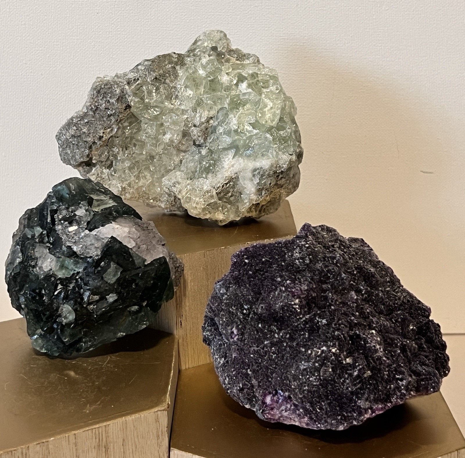Fluorite 3 Piece Specimen Set – Green Blue & Purple Fluorite Natural Crystal